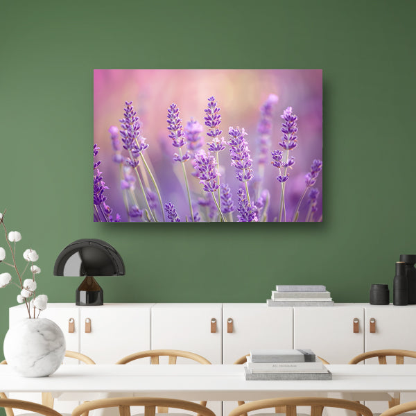 Betoverende lavendelvelden in zachte pasteltinten poster
