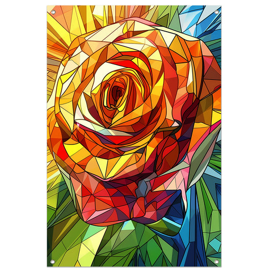 Abstract kleurrijk schilderij van een roos tuinposter