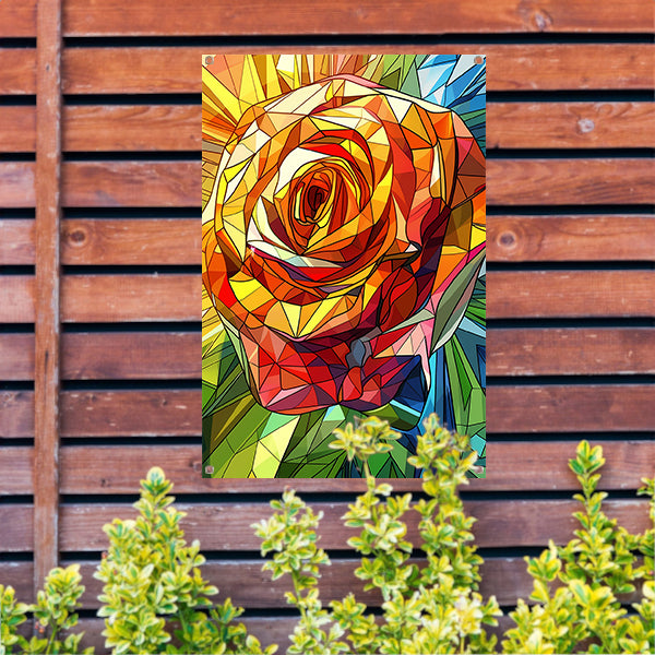 Abstract kleurrijk schilderij van een roos tuinposter