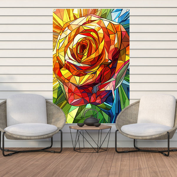 Abstract kleurrijk schilderij van een roos tuinposter
