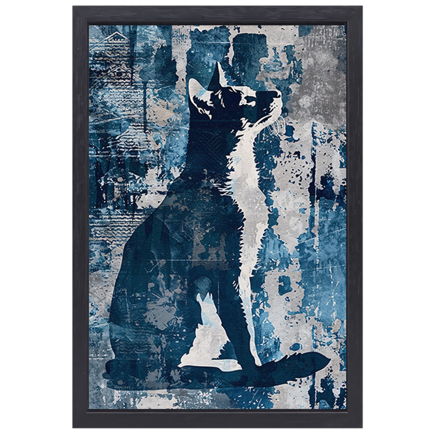 Abstracte digitale kunst van een kat canvas met baklijst