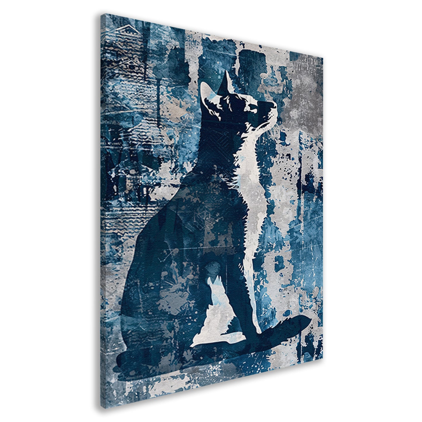 Abstracte digitale kunst van een kat canvas