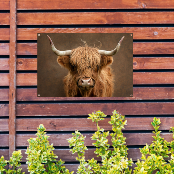Schotse Hooglander in Sepia Portret tuinposter