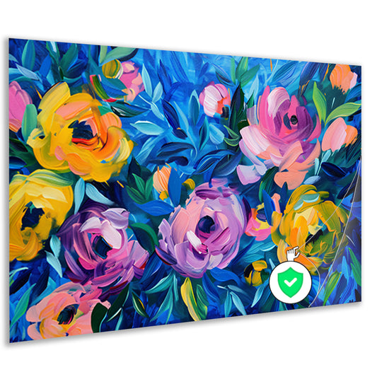 Kleurrijke Abstracte Impressie van Bloemen in Kunst poster