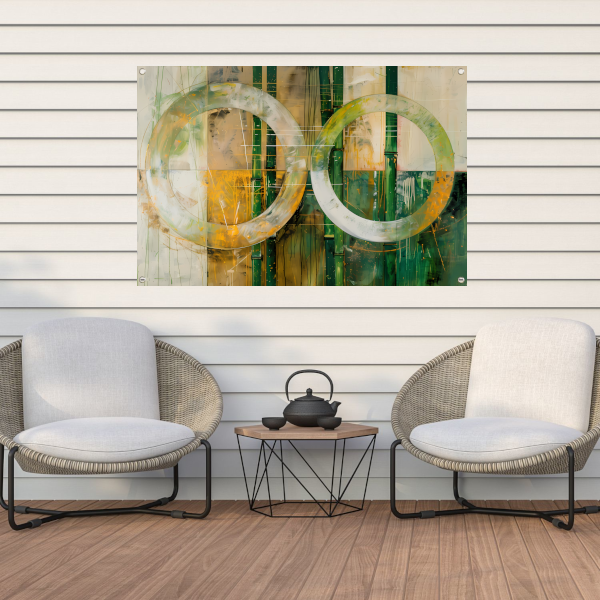 Dynamisch Abstract Spel van Cirkels en Lijnen tuinposter