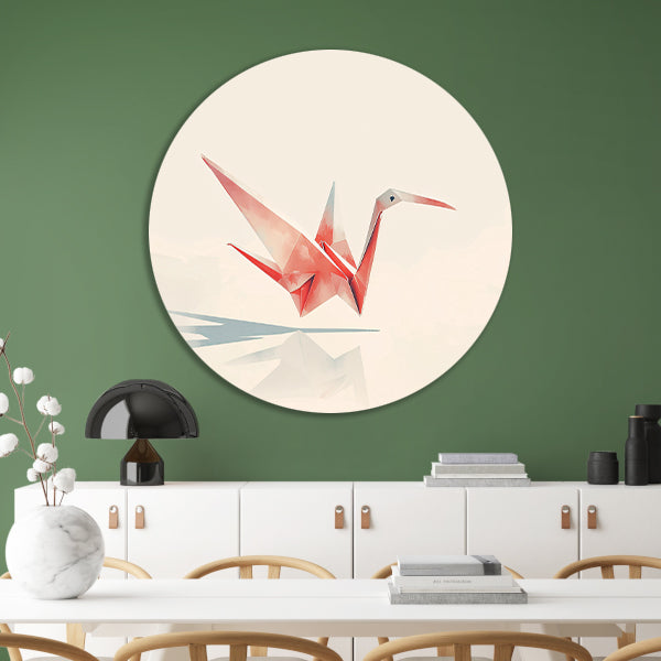 Rode origami kraanvogel met schaduw forex muurcirkel