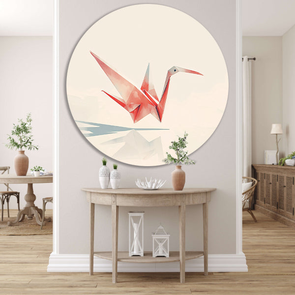 Rode origami kraanvogel met schaduw forex muurcirkel