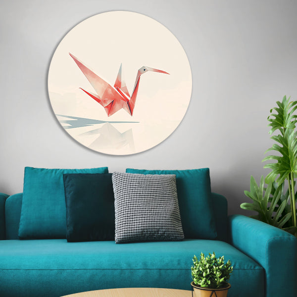 Rode origami kraanvogel met schaduw forex muurcirkel