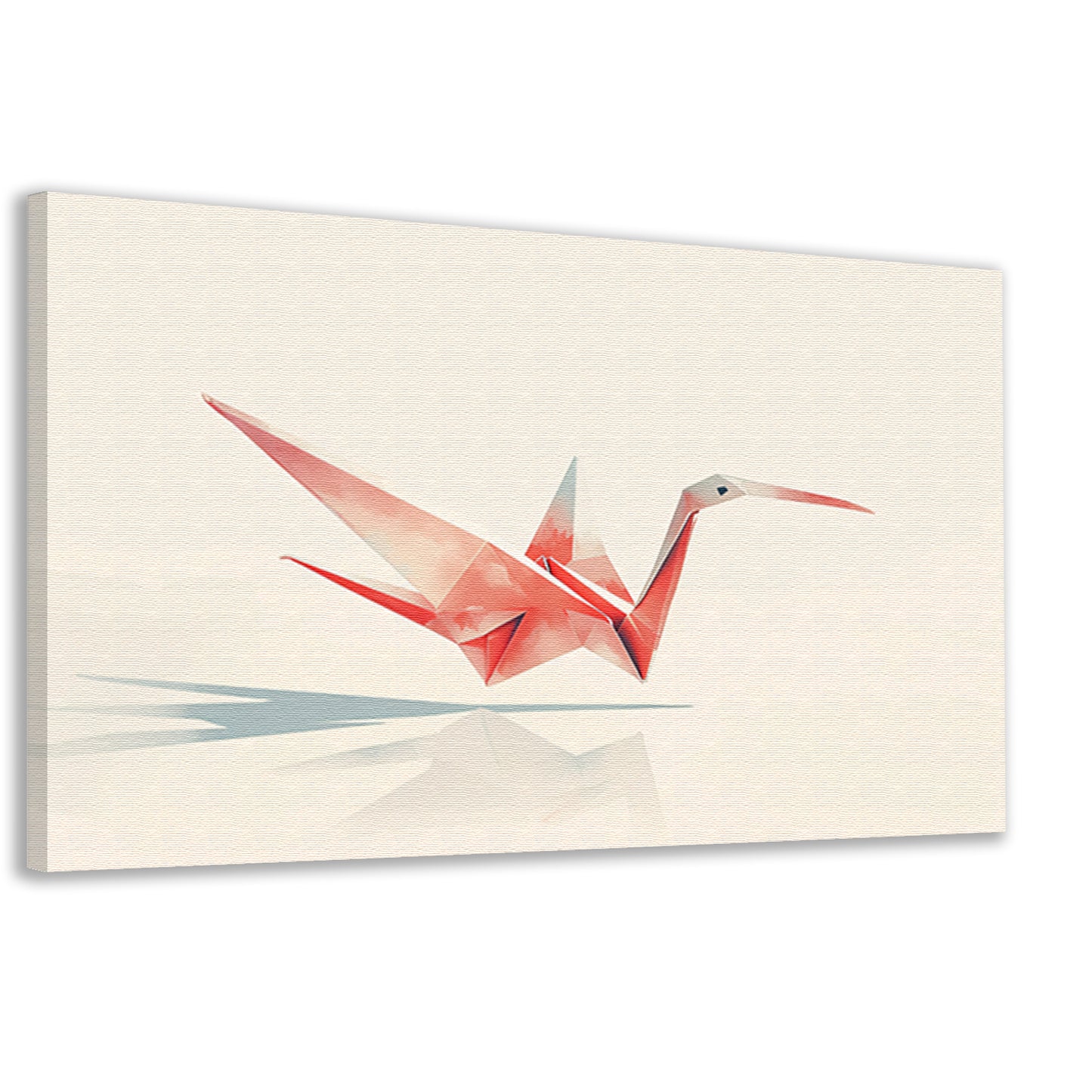 Rode origami kraanvogel met schaduw canvas