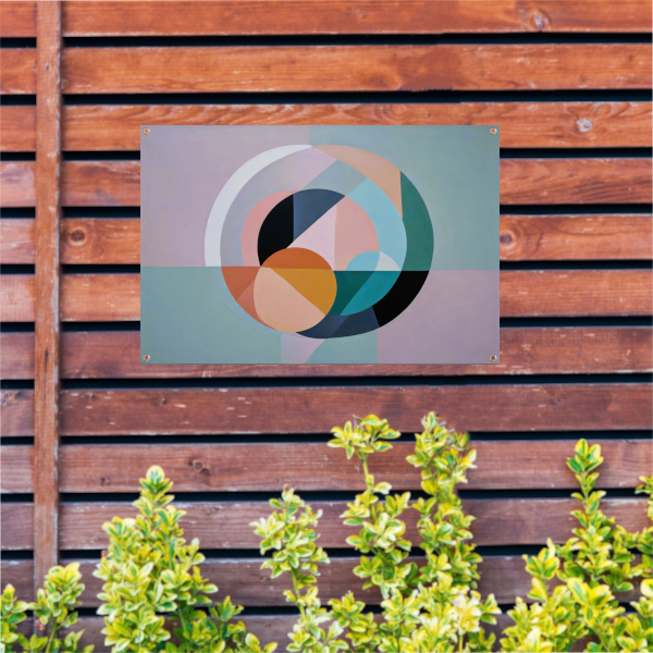 Pasteltinten en Geometrie in Minimalistisch Design tuinposter