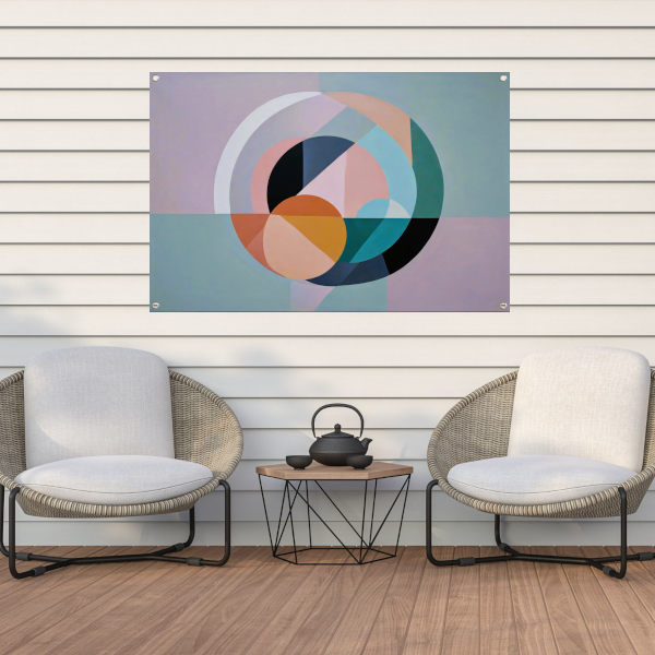 Pasteltinten en Geometrie in Minimalistisch Design tuinposter
