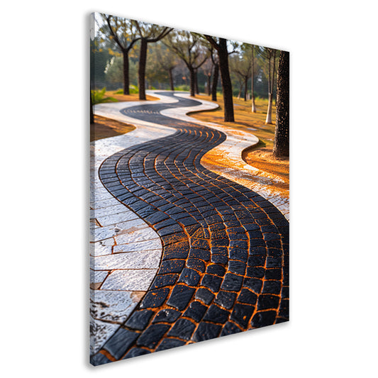 Abstract Kronkelend Pad met Contrasterende Tegels canvas