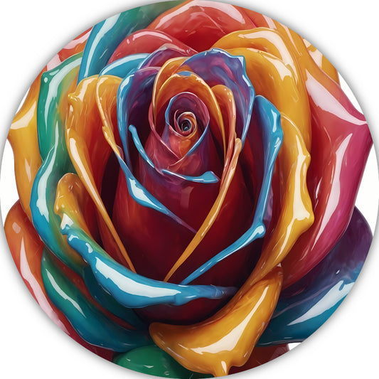 Abstracte Dans van Kleuren Roos aluminium muurcirkel