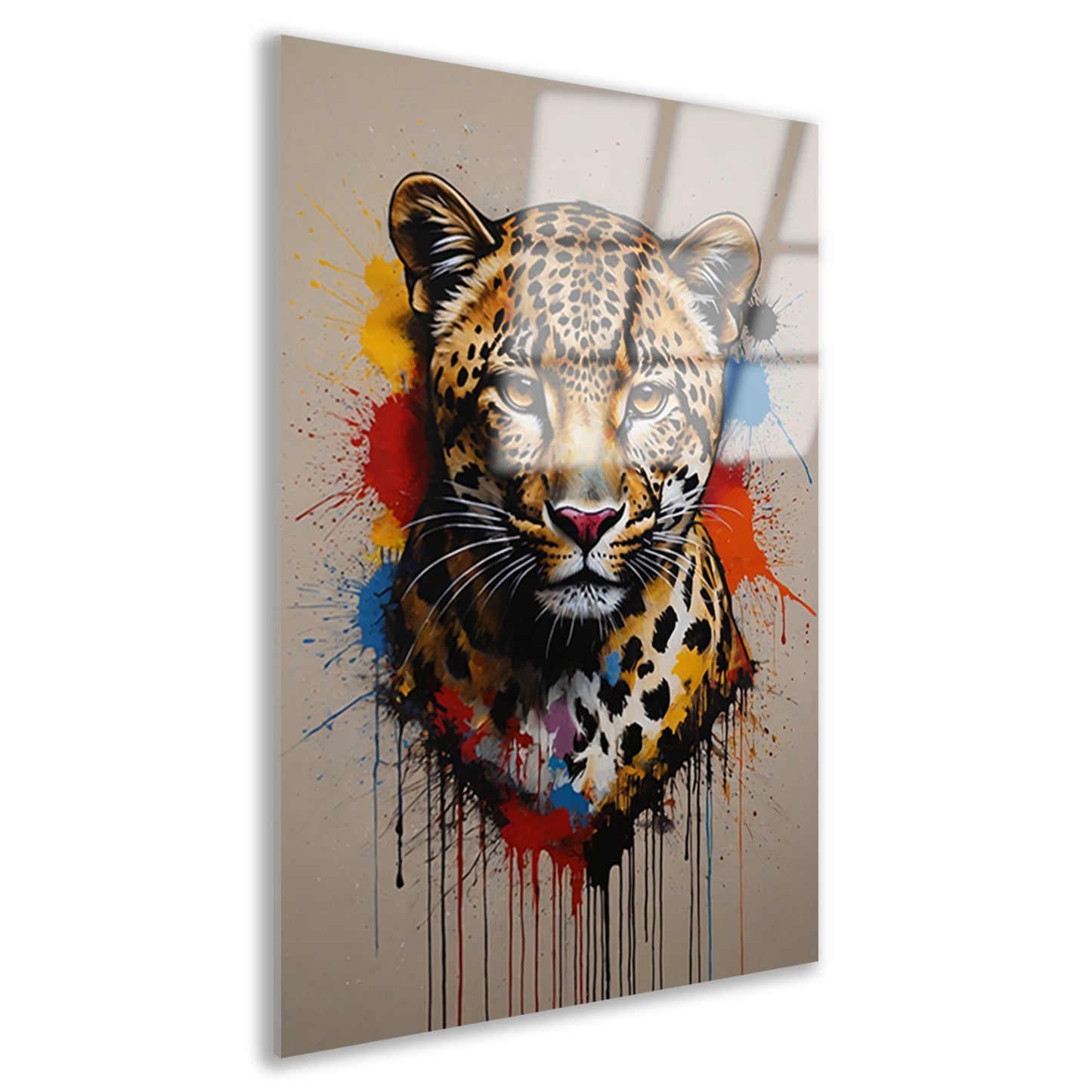 Kleurrijk Abstract Luipaard in Actie acrylglas