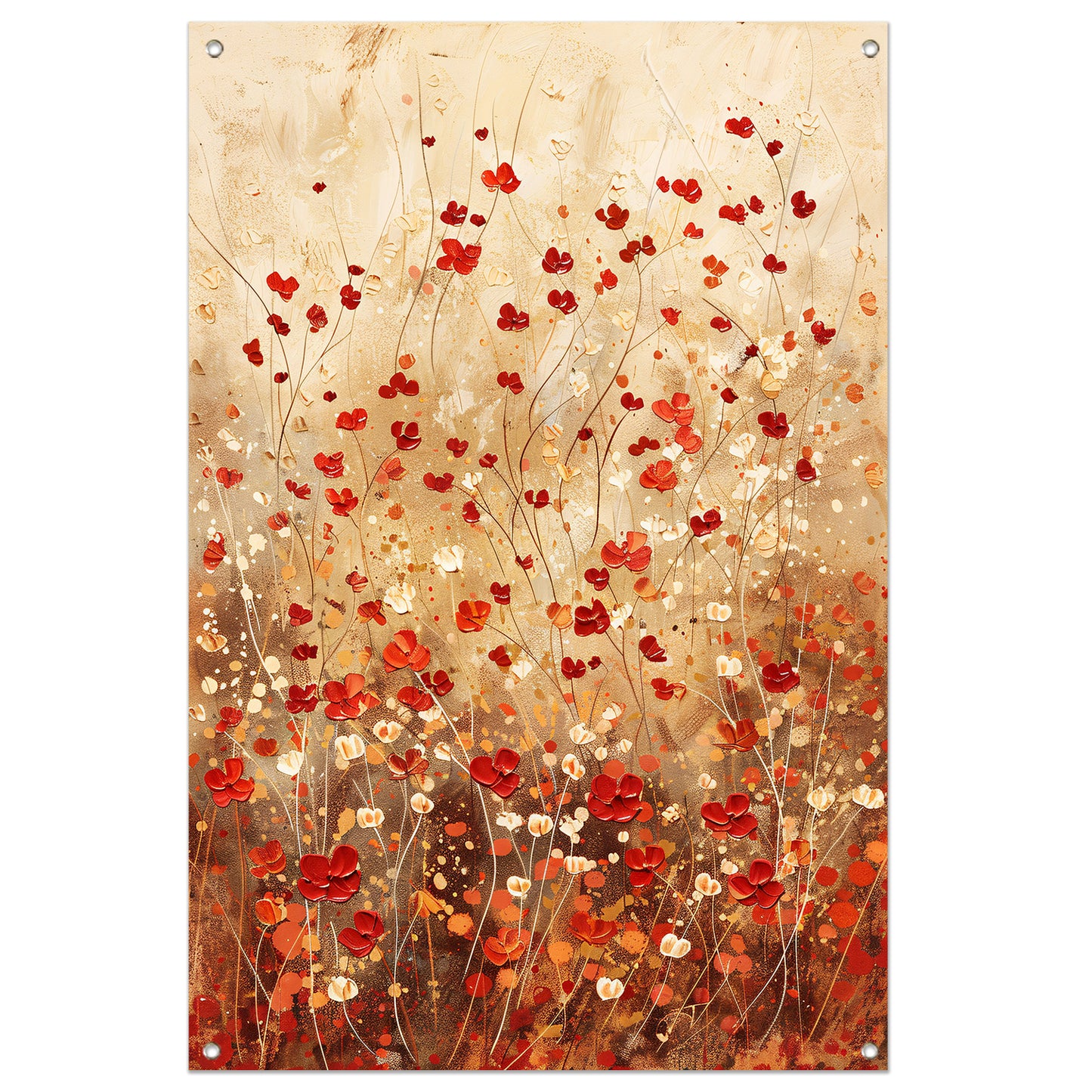 Abstracte bloemenweide in warme tinten tuinposter