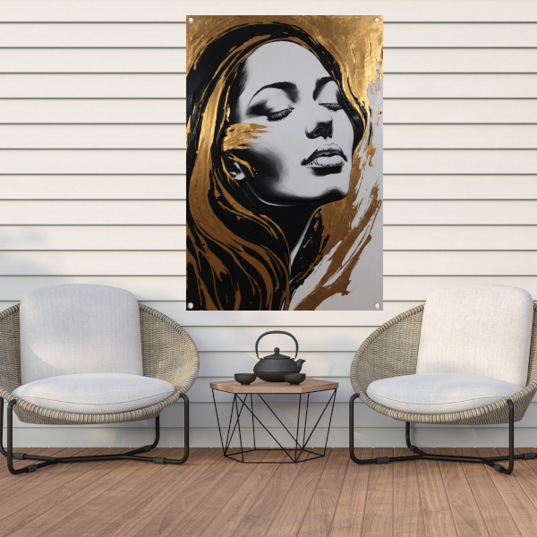 Portret van Vrouw met Gouden Slierten tuinposter
