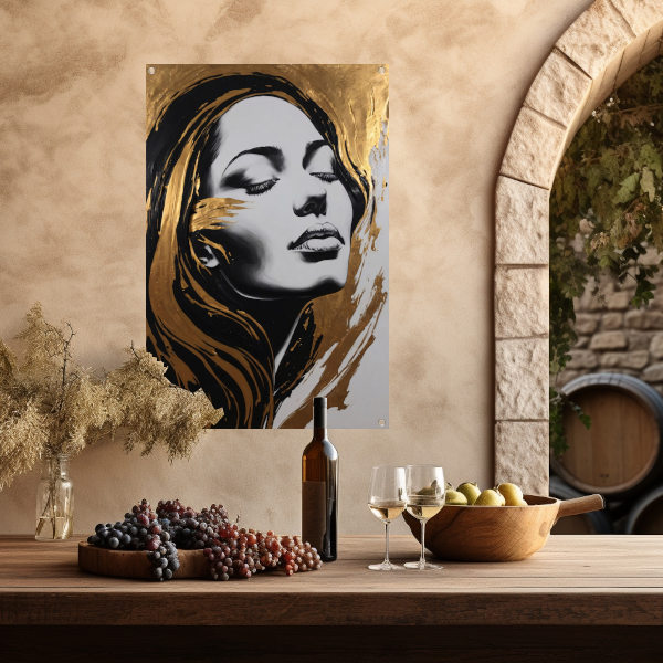 Portret van Vrouw met Gouden Slierten tuinposter