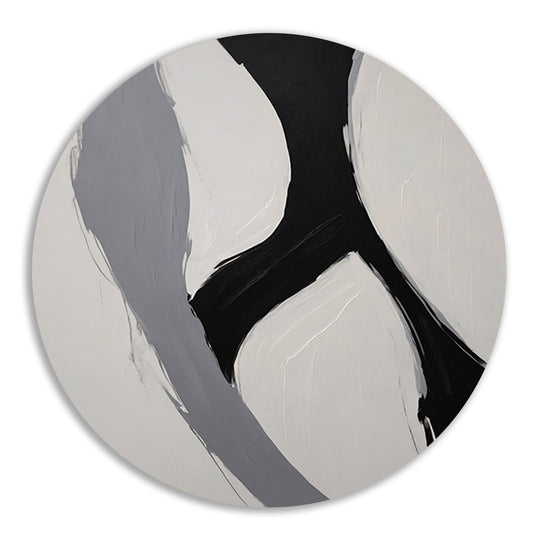 Zwart-wit Abstract Minimalistisch Ontwerp aluminium muurcirkel