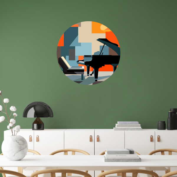 Abstracte Piano en Stoel Harmonie forex muurcirkel
