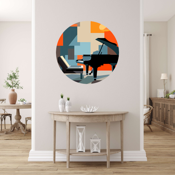 Abstracte Piano en Stoel Harmonie forex muurcirkel