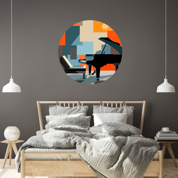 Abstracte Piano en Stoel Harmonie forex muurcirkel
