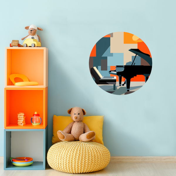 Abstracte Piano en Stoel Harmonie forex muurcirkel