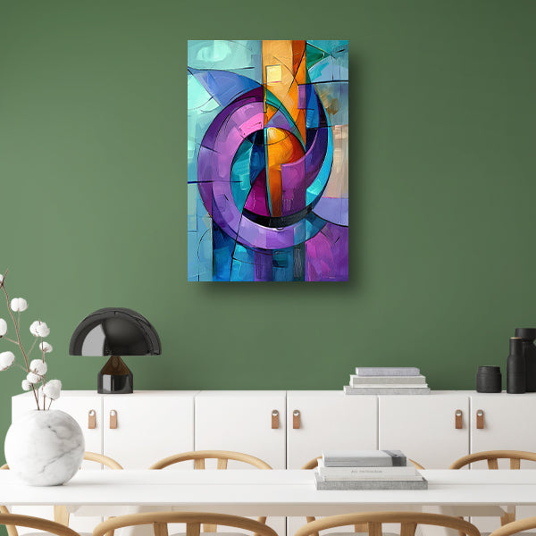 Abstract kleurrijk schilderij met geometrische vormen poster