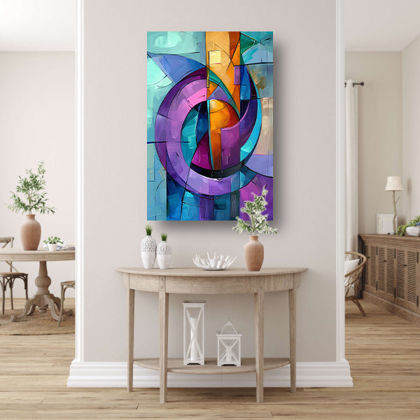 Abstract kleurrijk schilderij met geometrische vormen poster