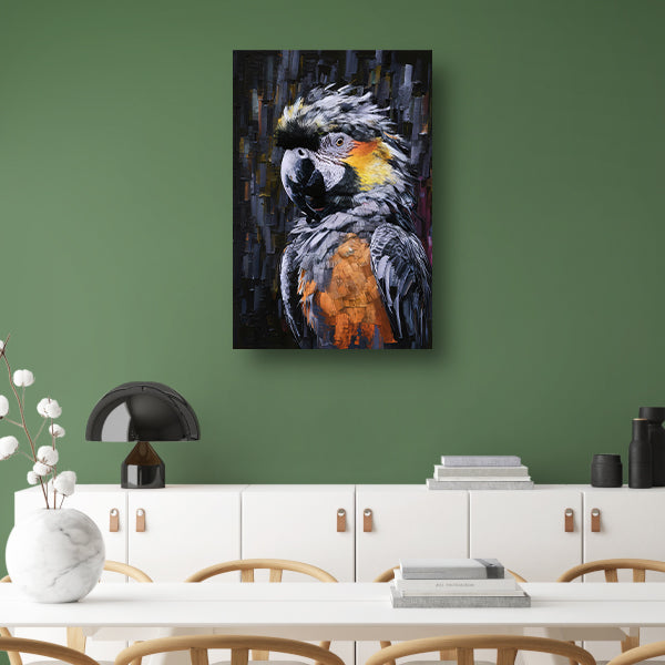Abstracte expressie van een kleurrijke papegaai canvas