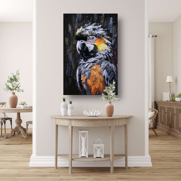 Abstracte expressie van een kleurrijke papegaai canvas