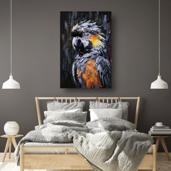 Abstracte expressie van een kleurrijke papegaai canvas