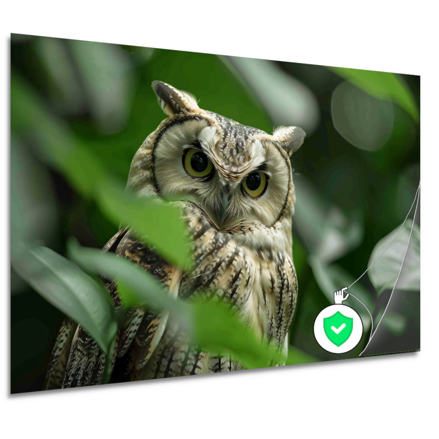 Uil tussen het groen van de jungle poster