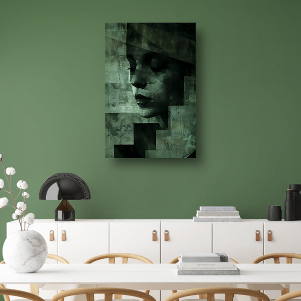 Gelaagd Abstract in Groen en Zwart poster