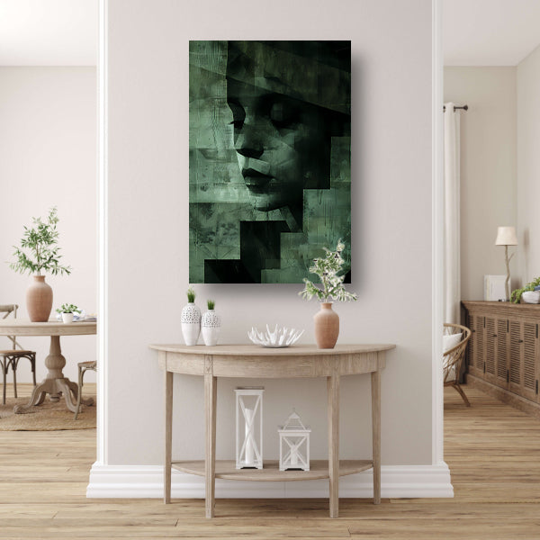 Gelaagd Abstract in Groen en Zwart poster