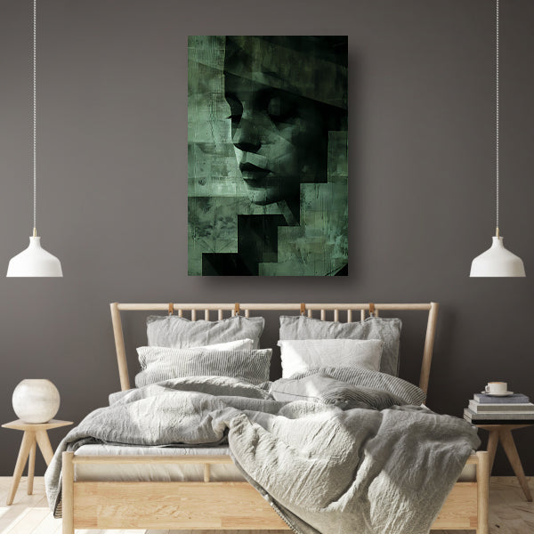 Gelaagd Abstract in Groen en Zwart poster