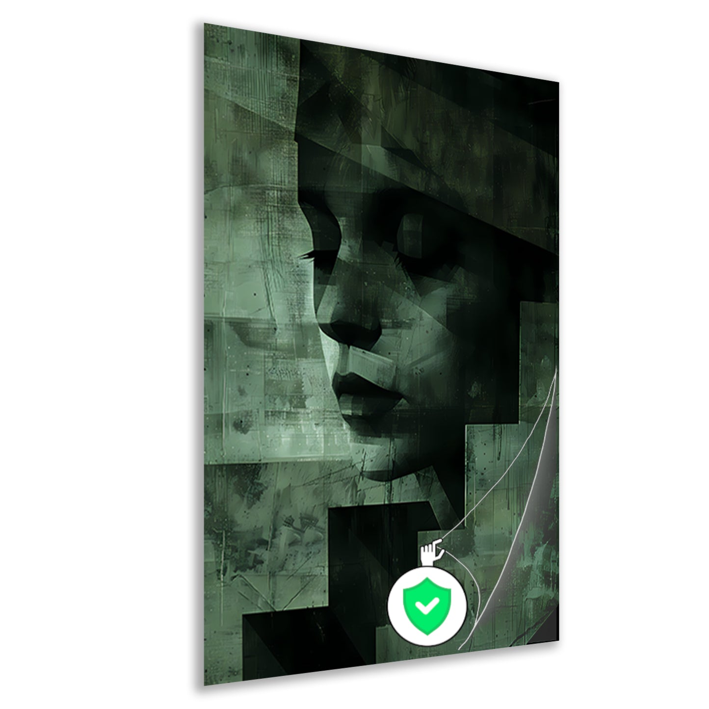 Gelaagd Abstract in Groen en Zwart poster