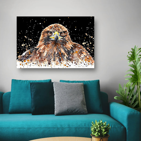 Abstracte aquarel schilderij van een adelaar canvas met baklijst