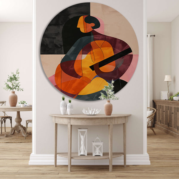 Abstract Persoon met Kleurrijk Geometrische Vormen aluminium muurcirkel