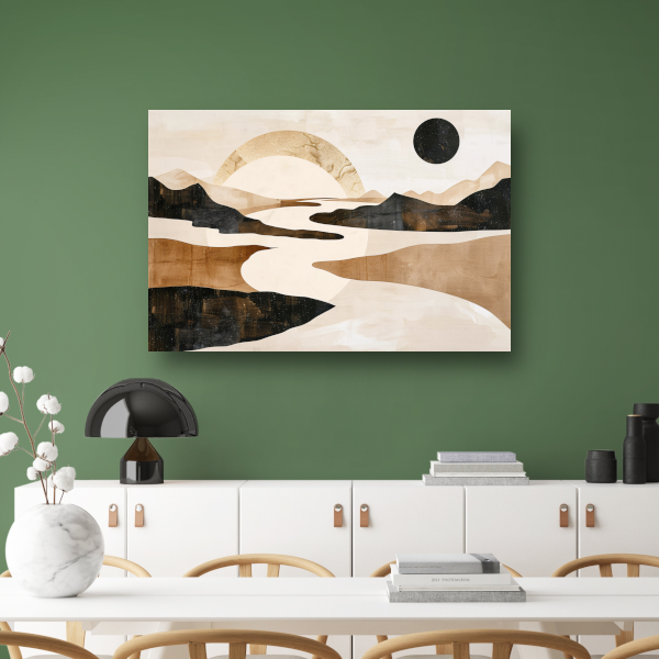 Abstract Rivierlandschap in Neutrale Tinten canvas