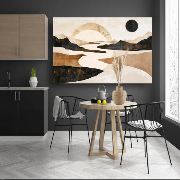 Abstract Rivierlandschap in Neutrale Tinten canvas