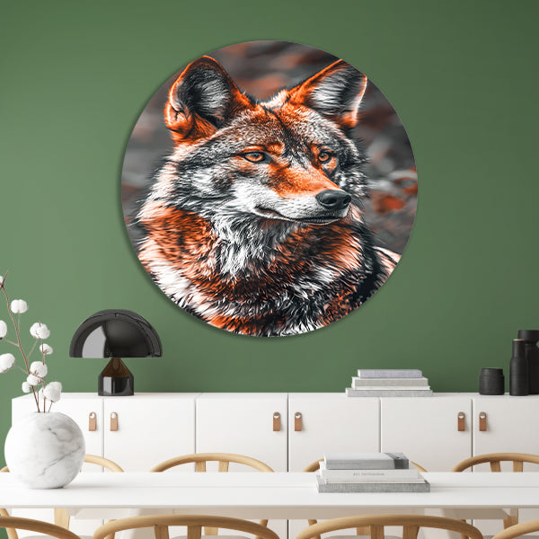 Portret van een Rode Wolf forex muurcirkel