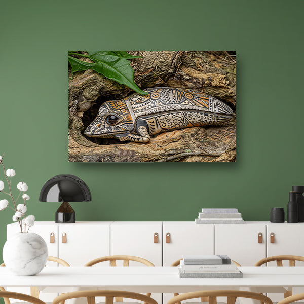 Kameleon op boomtak canvas