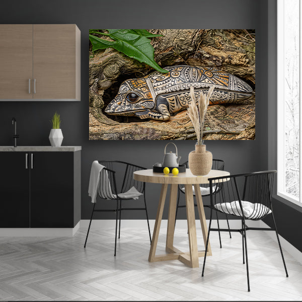 Kameleon op boomtak canvas
