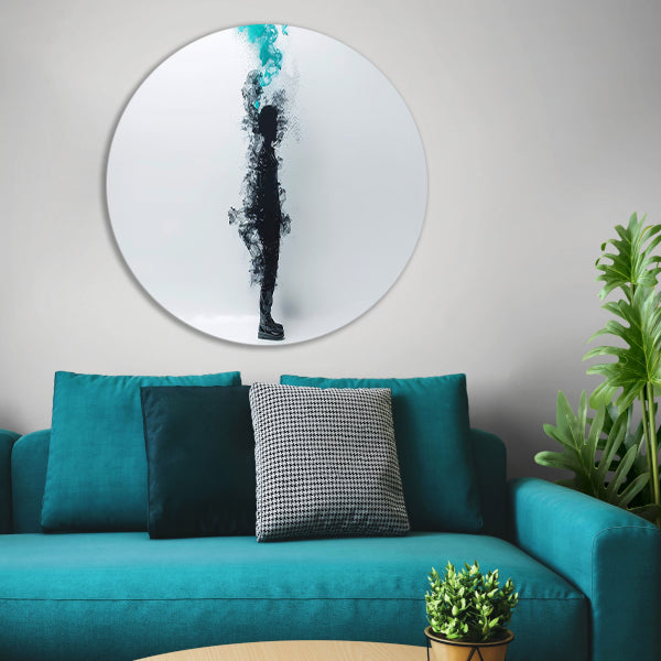 Silhouet in rookachtige abstracte vormen aluminium muurcirkel