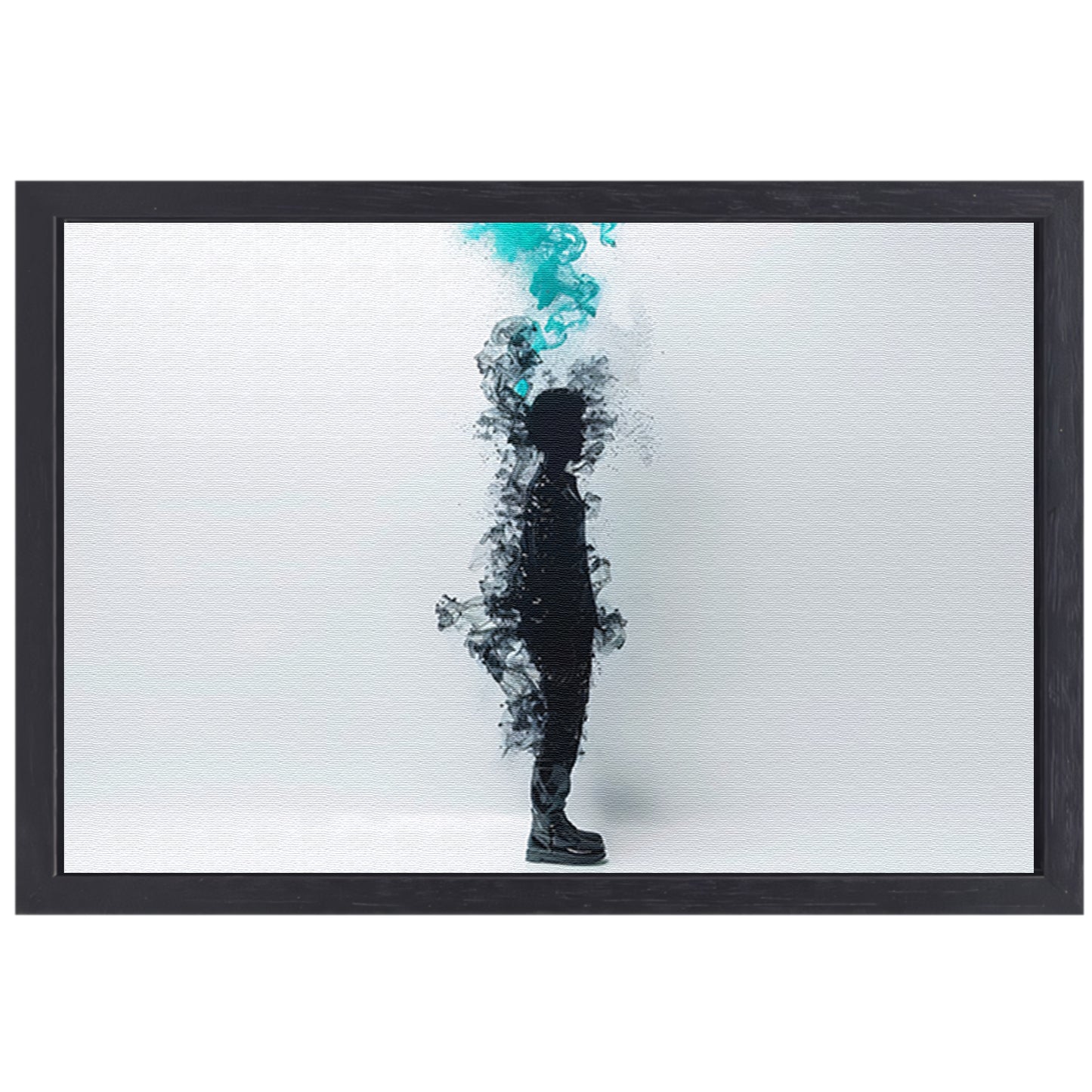 Silhouet in rookachtige abstracte vormen canvas met baklijst