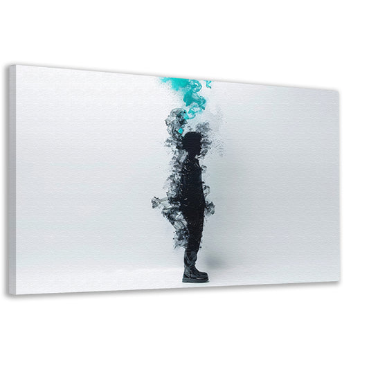 Silhouet in rookachtige abstracte vormen canvas