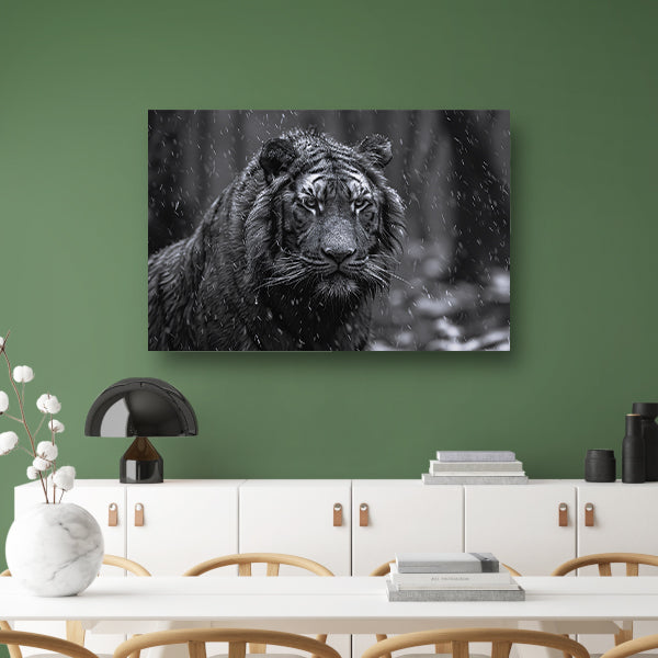 Majestueuze tijger in de regen canvas