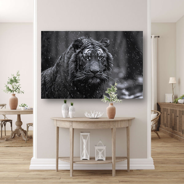 Majestueuze tijger in de regen canvas