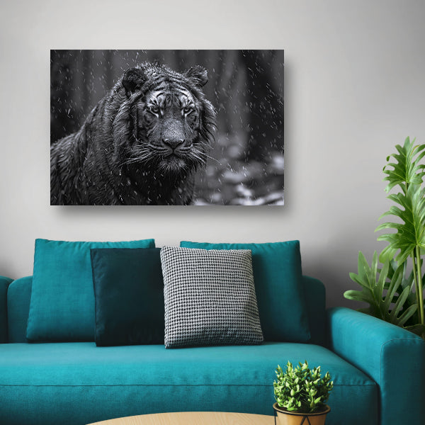 Majestueuze tijger in de regen canvas