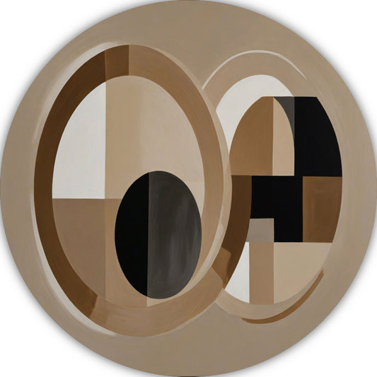 Geometrische harmonie in monochrome tinten aluminium muurcirkel